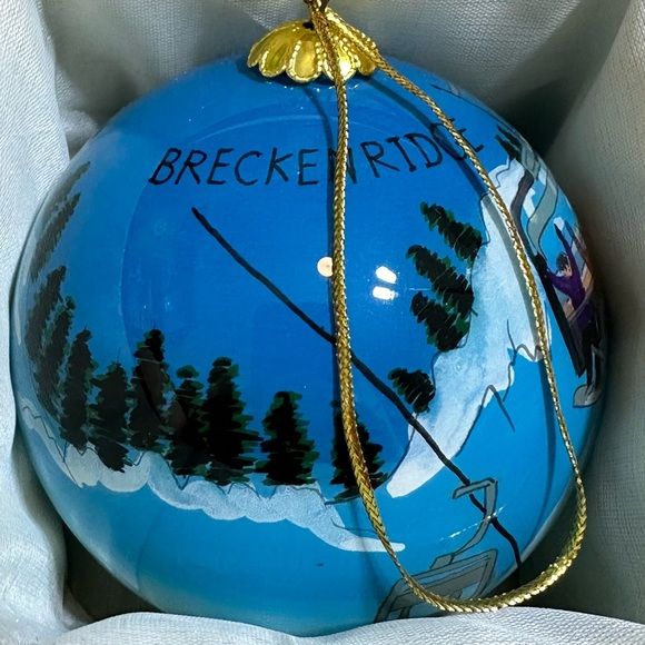 Hand Painted Glass Christmas Ornament - Breckenridge, Colorado Ski. Preowned. - Picture 3 of 6